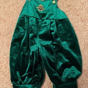Vintage Noble Emerald Green Velvet Overalls. Size 24 Months. Great Condition.